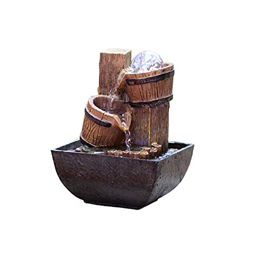 Fuente de mesa para interiores, cascada, de resina, para escritorio, fuente eléctrica, decoración de mesa portátil, fuente de meditación