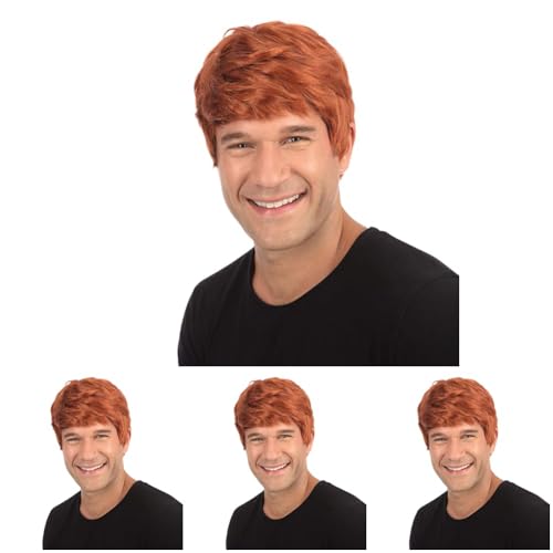 Bristol Novelty Peruca masculina curta ruiva, multicor (BW067) (embalagem de 4)