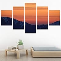 SIGNWIN 5 Panel Canvas Wall Art Coastal Orange Photography Relax/Calm Romantics Sunset Warm for Home Decorations Ready to Hang - 60