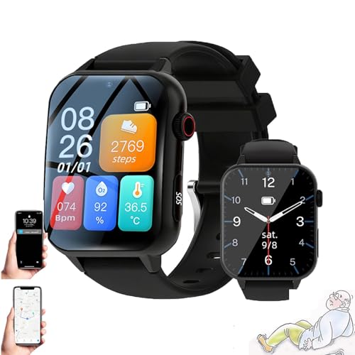 GplHAIN 4G Fall Detection Smartwatch for Seniors – GPS Positioning + Safe Range, Fall Detection + SOS 3-Second Emergency Call Function, HD Video Calling | Ip67 Water | Long Battery Life Black