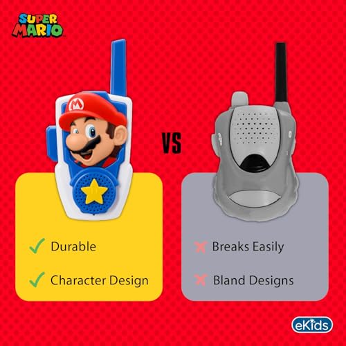 Image of Super Mario Walkie Talkies for Kids, Static Free and Extended Range Indoor and Outdoor Toys for Fans of Mario Toys