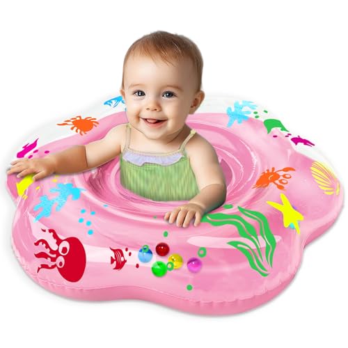 Extra-Large 25.6' Baby Pool Float with Double Airbag & Safety Seat, Inflatable Swimming Ring Float for 6-36 Months Toddler Infant, Upgraded Diameter...
