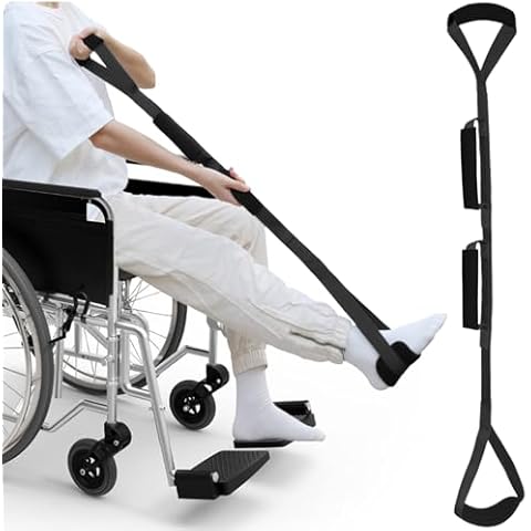 36 Inch Long Leg Lifter, Rigid Leg Lifter Strap with EVA Handgrips &Foot Loop, Leg Lifter After Hip Replacement&Knee Surgery Recovery Aids Kit,Getting Legs in and Out of Bed,Car,Wheelchair (Black) Cover