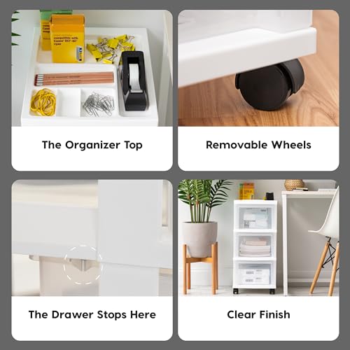 image for IRIS USA Plastic Drawer Storage Organizer Rolling Cart, with Wheels Ca