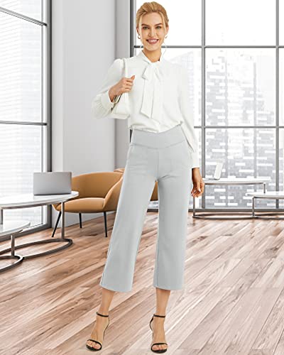 Image of G4Free Capri Pants for Women Wide Leg Yoga Dress Capris with Pockets Cross Loose Casual Work Crop Pants