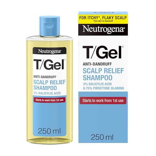 Neutrogena T/Gel Scalp Relief Anti-Dandruff Shampoo (250ml) With 3% Salicylic Acid, Suitable for Those Prone to Scalp Psoriasis and Seborrhoeic Dermatitis,Packaging may vary