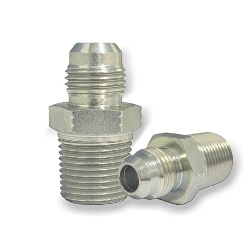 Image of 3 /8 inch JIC Male x 3 /8 inch NPT Male Hydraulic fitting, Carbon Steel SAE 37Flare Pipe Adapter Tube Fitting Straight Union Connector