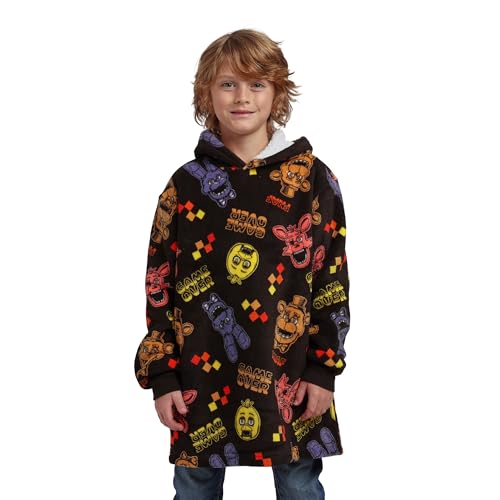 Bioworld Five Nights At Freddys Game Over All-Over Print Boys Black Long Sleeve Hooded Blanket-6-8