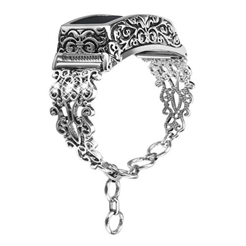 somoder Bling Bands Compatible with Fitbit Inspire HR/Fitbit Inspire/Fitbit Ace 2, Vintage Chain Jewelry Rhinestone Bracelet with Carved Protective Cover for Women Ladies Girls