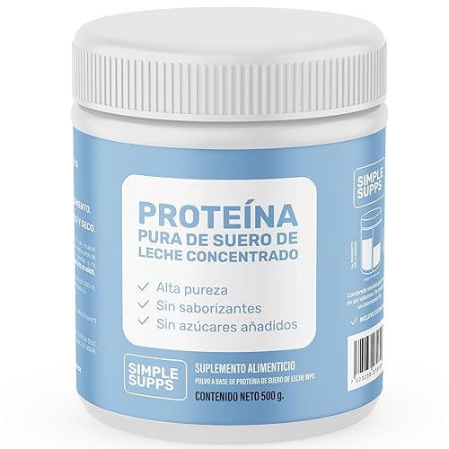 Proteínas, SIMPLESUPPS Proteina Suero de Leche de Alta Pureza – 500g por Tarro – 2 Scoops Diarios – Proteina En Polvo – Sin Sabor – Alto Rendimiento