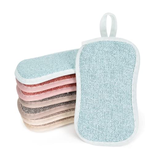 Disnace 8 Piezas Esponja de Cocina Estropajos de Doble Cara Microfibra no Raya Esponjas de...