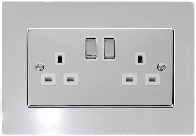 Focus Plastics DOUBLE LIGHT SWITCH SOCKET COLOURED ACRYLIC SURROUND FINGER PLATE - BUY 2 GET EXTRA 1 FREE (10 COLOURS)  (Grey)