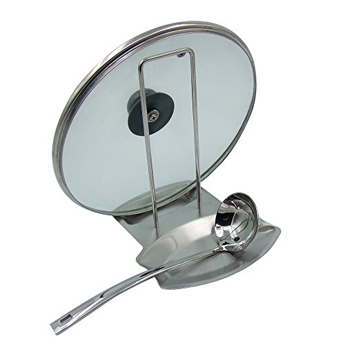 CHAOBEITE Deckelhalter,Topfdeckelhalter,Löffelablage/Pfannenhalter Küche Halter Für Deckel und Löffel Edelstahl Deckel Organizer Ständer Cover