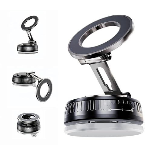 Briteroh 2026 Upgraded Magnetic Car Phone Mount for MagSafe: 360° Rotatable Adjustable Holder with 180+LBS Strong Suction Cup & 3800gf Magnet, Compatible with iPhone 17/16/15 Series & Android Devices