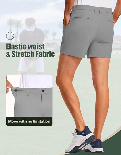 Image of PULI Golf Shorts Men 5 Inch Inseam Stretch Casual Dress Shorts with Pockets Waterproof Lightweight Quick Dry