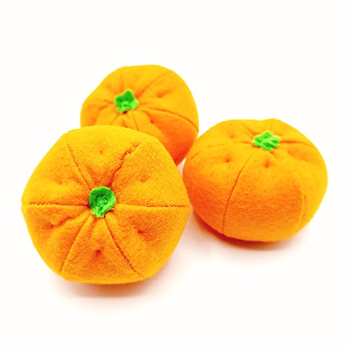 MiniWorldFood Orange, Tangerine, Mandarin Play Felt Food, Pretend Play for Kids Kitchen, Plush Fruit, Stuffed Citrus, Fake Toys, Gift for Birthday (3 Citrus)