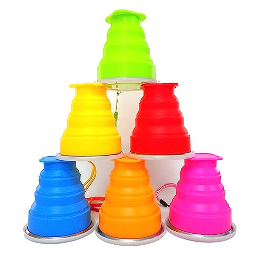 Vaso Plegable Siliconea, 6pc, Perfecto para Picnics, Campamentos y Caminatas