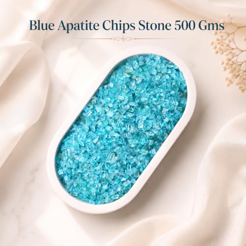 Image of Blue Apatite Chips Stone for Reiki, Meditation, Vastu (500 Gm) | Healing Gemstone for Motivation & Creativity | Decorative Crystals for Spiritual Home Decor & Desk Decor | DIY Jewellery Making