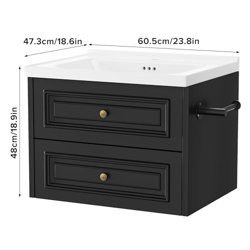 Floating Bathroom Vanity with Sink & Towel Holder, 24 inch Wall Mounted - image 6