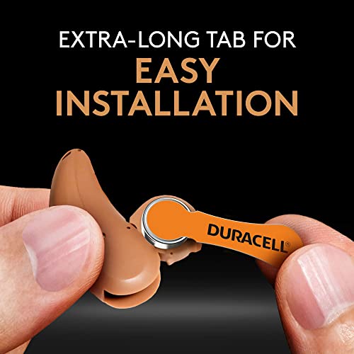 Image of Duracell Hearing Aid Batteries Orange Size 13, 24 Count Pack, 13A Size Hearing Aid Battery with Long-lasting Power, Extra-Long EasyTab Install for Hearing Aid Devices