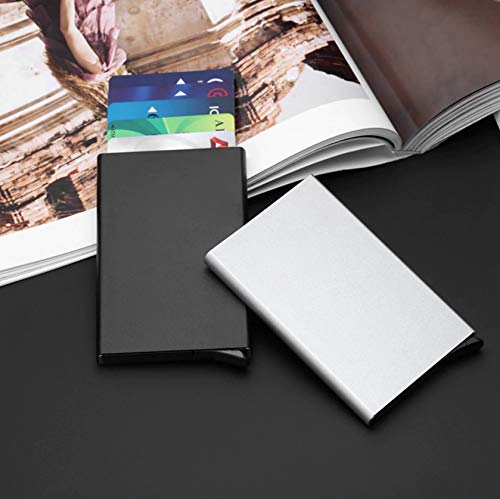 VOGARD Men's Aluminium Metal RFID Protected Smart Pop Up Wallet | 7 Card Slots (06 Black)… 5