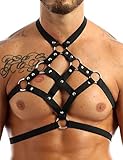 N/A/A Elastischer Körper-Brustgurt für Herren, Schwulli, Schultergurt mit Metall-O-Ring, Clubwear, verstellbar (Typ Schwarz)