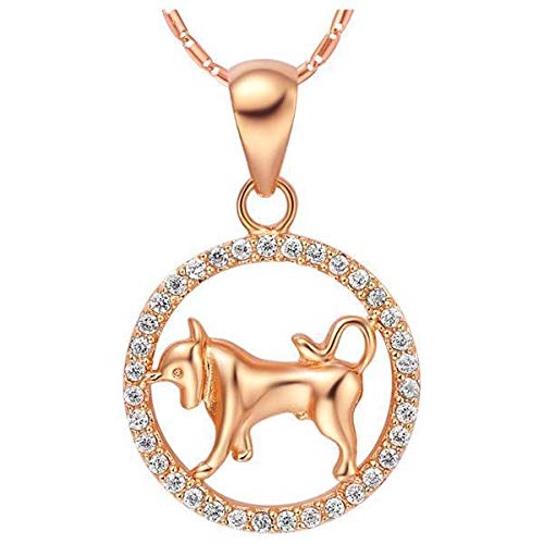 Collier Taureau en argent 925 anti-allergie avec pendentif micro-serti qui ne ternit pas