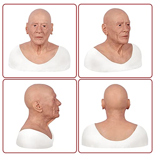 Transgender Old Man Silicone Head Mask, voor Crossdresser Halloween Cosplay - Image 3