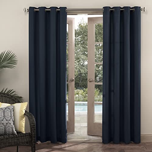 Sun Zero Marina Indoor/Outdoor Uv Protectant Energy Efficient Grommet Curtain Panel, 54" X 84", Navy Blue #TOP4
