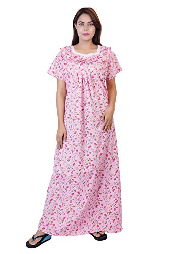 Image of Women's Cotton Block Print Knee Length Nighty