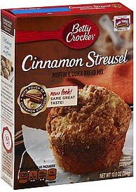 Betty Crocker Premium Muffin & Quick Bread Mix, Cinnamon Streusel, 13.9-Ounce Boxes (Pack of 4)