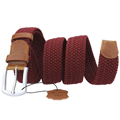 Image of maikun Mens Belt, Braided Belts for Mens, Black Belts for Men with Leather Tip (Black, 100cm long)