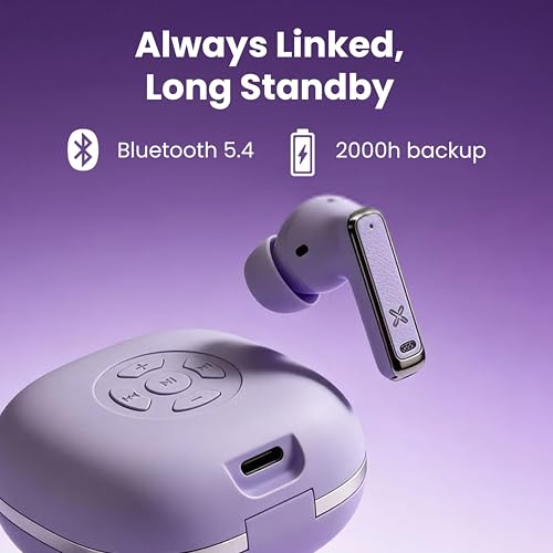 Image of PLANX 328 ANC TWS Wireless Earbuds with ENC, 4 Mic HD Calling,18H Playtime, Functional Scroll Button Control, Type-C Charging, Stereo Sound Earbuds (Deep Blue)