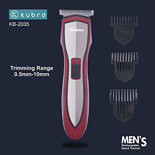 Image of Kubra KB-2035 USB Charging Rechargeable 40 minutes runtime Professional Hair Clipper for Beard and Hair Trimmer (Red)