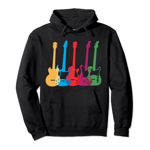 Colored Guitar Lover Bass Electric Guitarist Gift for Men Pullover Hoodie Cover