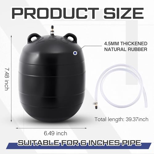 Image of Glooglitter 10 Inch Inflatable Pipe Plug Sewer Test Plug Rubber Plumbing Test Balloon Ball for Sewage Pipeline Inspection (with 39.37 Plastic Extension Hose)