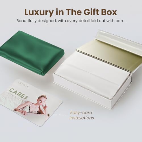 Image of THXSILK 100% Pure Mulberry Silk Body Pillowcase for Hair and Skin - 25 Momme - Upgraded Real Grade 6A+ Silk - Durable, Soft Breathable Silk Pillow Case (Body Size 20 inchx54 inch, Emerald Green)