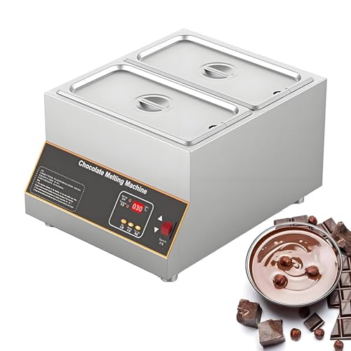 Olla de fusión de chocolate, máquina eléctrica de templado de chocolate con control digital, máquina de fusión para fuente de chocolate, cuenta con dos cilindros