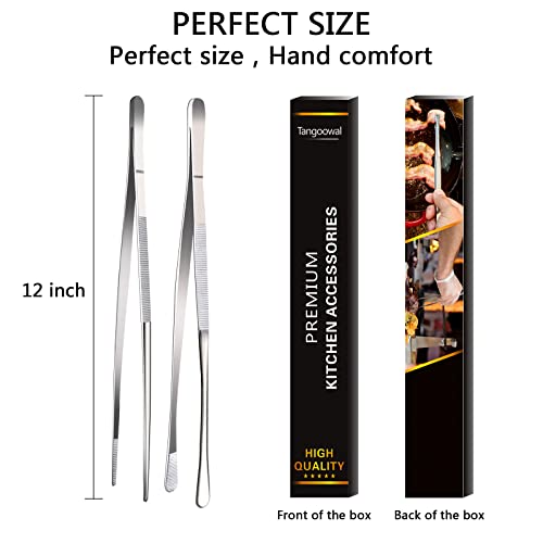 Tangoowal 2 Pcs 12-Inch Fine Tweezer Tongs,Extra-Long Stainless Steel Tweezers Tongs by Tangoowal - Used condition - Image 7