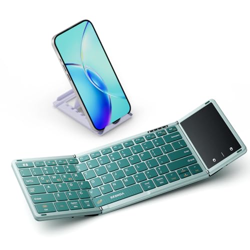 Seenda Foldable Bluetooth Keyboard with Touchpad, Folding Portable Travel Keyboard, Rechargeable Wireless Mini Keyboard UK Layout for iOS Android Windows PC Tablet Mobile Phone iphone ipad, Green Seenda Foldable Bluetooth Keyboard with Touchpad, Folding Portable Travel Keyboard, Rechargeable Wireless Mini Keyboard UK Layout for iOS Android Windows PC Tablet Mobile Phone iphone ipad, Green