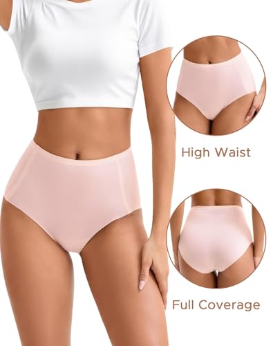 INNERSY Women's High Waist Seamless Underwear No Show Panties Full Coverage Briefs 3-Pack3
