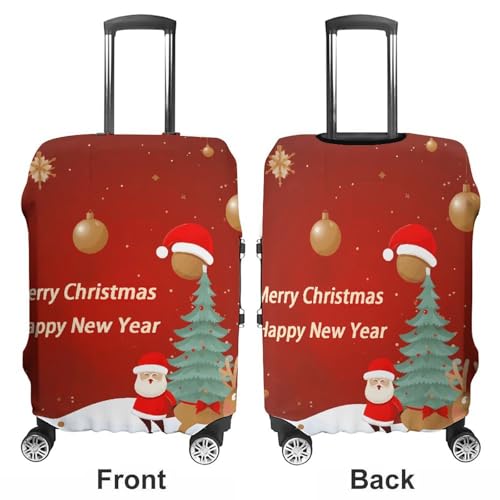 Merry Christmas And Happy New Year Printed Luggage Cover Protector, Fits 18-32 Inch Luggage3