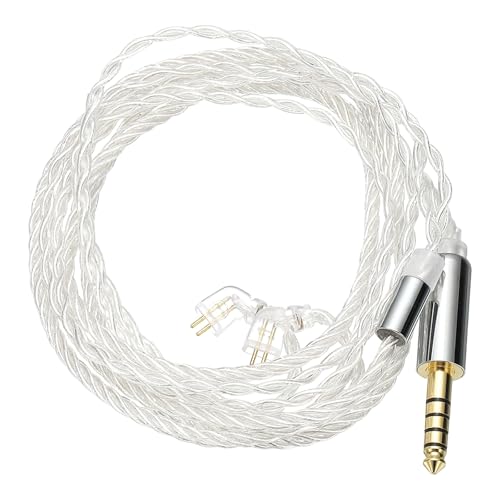Câble d'écouteurs IEM PATIKIL argenté 4-cœurs HiFi avec connecteur TFZ 4.4mm de 1.2M