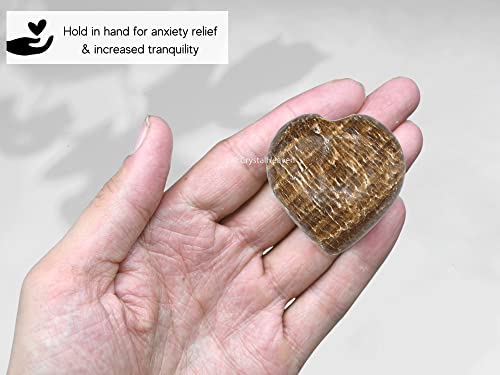 Image of Certified Aragonite Crystal Heart Palm Pebbles Stones for Anxiety Stress Relief Massage - AAA Grade Original Healing Gemstone Agate Heart Palm Stone for Yoga Meditation Spiritual
