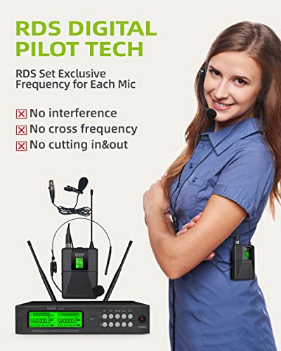 Kimyah Wireless Microphone System, Metal Dual Uhf Cordless Handheld/Bodypack/Headset/Lapel Mic, 200 Channels, 328Ft Range, Auto Ir Pairing, Ideal For Church And Karaoke, Events(Ky-2208) #TOP7