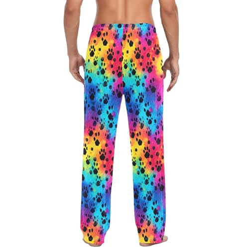 Men's Cat Paw Rainbow Pajama Pants with Pocket S 202a30143