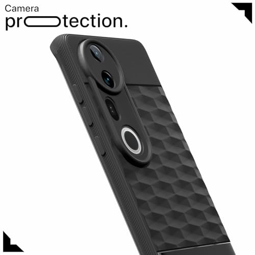 Image of Pikkme Back Cover for Vivo T4 Ultra 5G Camera Protection 3D Hexa Cube Design Silicone Protective Bumper Case (Black)