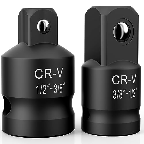 2PCS Impact Socket Adapter and Reducer Set 1/2to 3/8 & 3/8to 1/2 Impact Adapter Set Breaker Bar Wrench Conversion Kit Mechanic tools