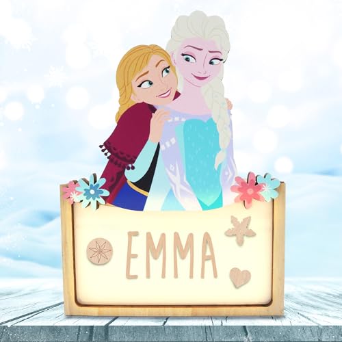 WONDEE Disney Frozen Lampe Veilleuse Bébé et Enfant Personnalisée La Reine des Neiges Princesse Elsa et Anna, Cadeau Bapteme et Cadeau Bebe naissance...