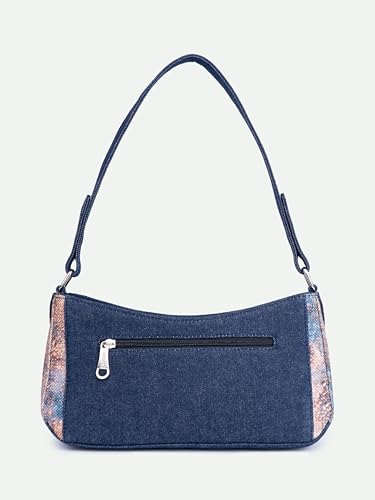 Image of ZOUK Lyra Small Shoulder Bag for Women - Denim & Printed Shoulder Bag with Water-Resistant Lining | Handcrafted Sling Bag with Multiple Pockets & Zip Closure for Daily & Weekend Use |